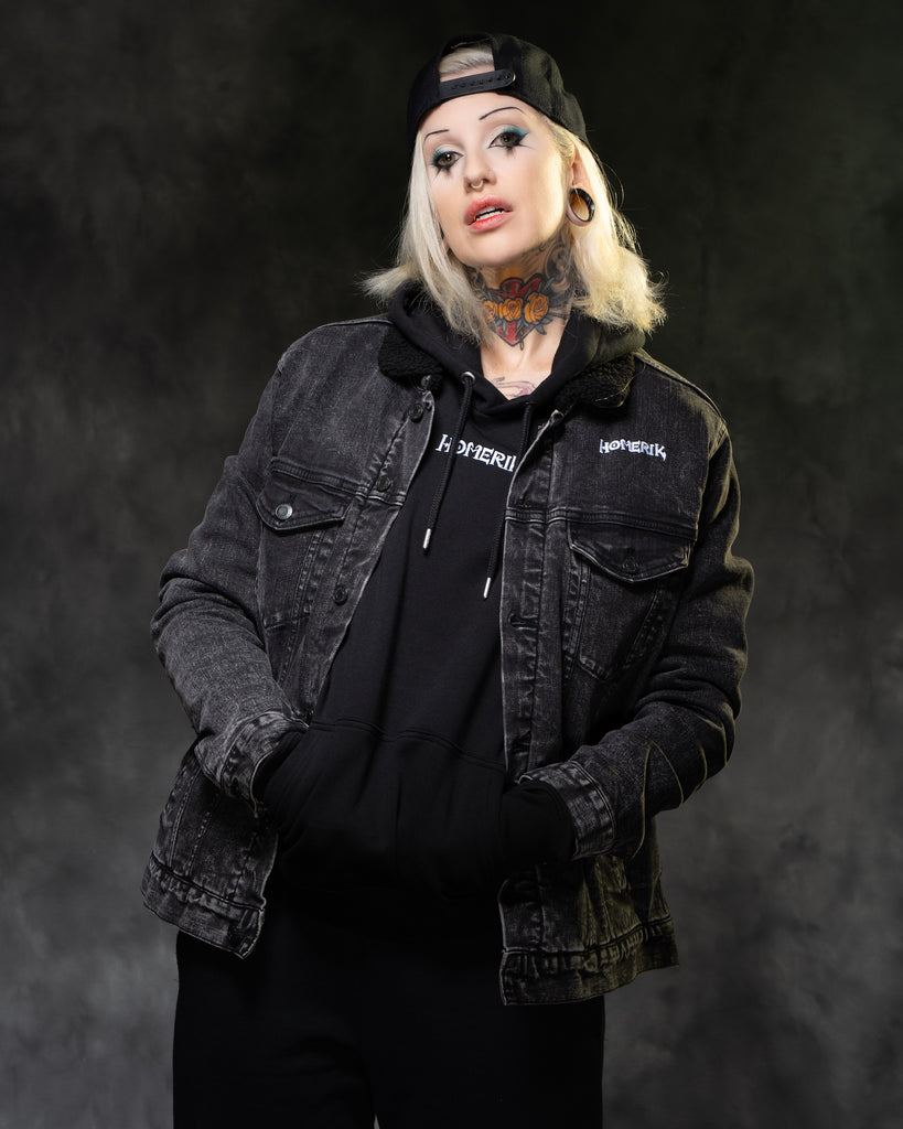 Homerik "Hell Insignia" Denim Sherpa Jacket (Unisex)